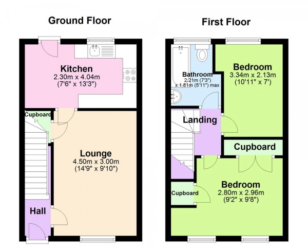 Floor Plan Image for 2 Bedroom End of Terrace House for Sale in Braunston Close, Walmley B76 2SA