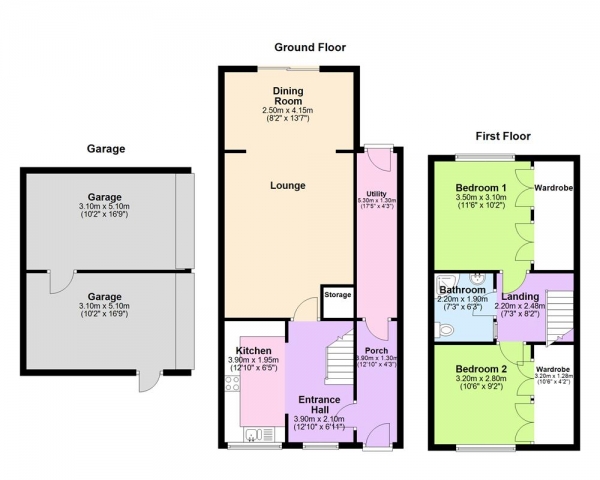 Floor Plan Image for 2 Bedroom End of Terrace House for Sale in Stourton Close, Sutton Coldfield, B76 2UP