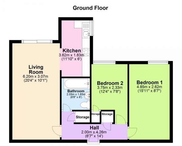 Floor Plan Image for 2 Bedroom Apartment for Sale in Berryfields Road, Walmley Sutton Coldfield B76 2UT