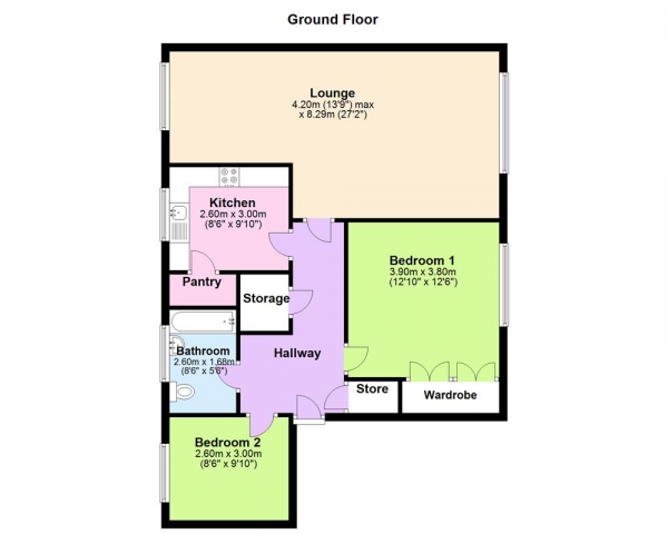 Floor Plan Image for 2 Bedroom Apartment for Sale in Wylde Green Road, Sutton Coldfield