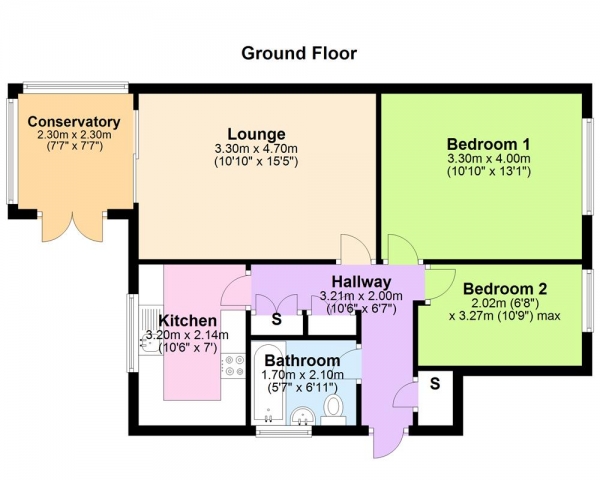 Floor Plan Image for 2 Bedroom Maisonette for Sale in Beauchamp Close, Sutton Coldfield