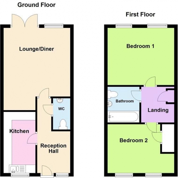 Floor Plan Image for 2 Bedroom Semi-Detached House for Sale in Cincinnati Drive, Birmingham, B24 0SB