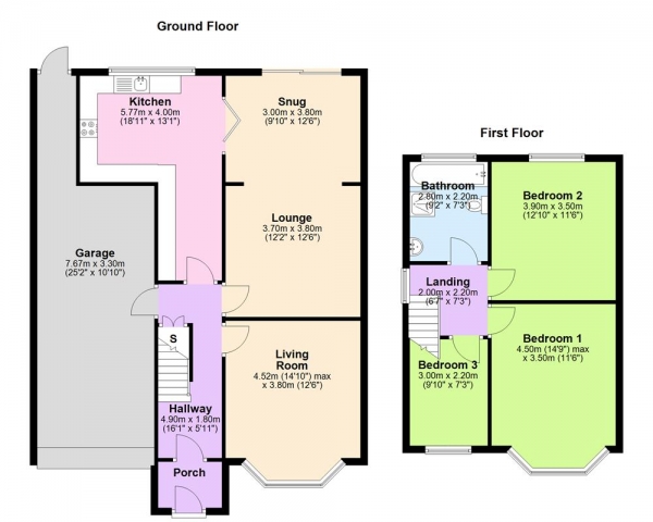 Floor Plan for 3 Bedroom Semi-Detached House for Sale in Walmley Road, Sutton Coldfield, B76, 2PN - Offers in Excess of &pound380,000