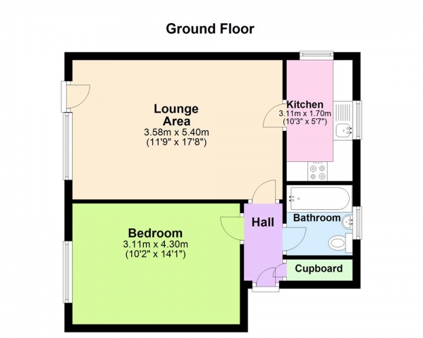 Floor Plan Image for 1 Bedroom Apartment for Sale in Pages Close, Sutton Coldfield B75 7SZ