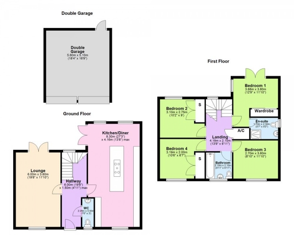 Floor Plan Image for 4 Bedroom Detached House for Sale in Oak Way, Sutton Coldfield, B76 2PG