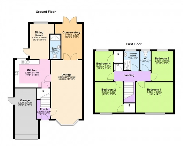 Floor Plan for 4 Bedroom Detached House for Sale in Kingsleigh Drive, Birmingham, B36 9DQ, Castle Bromwich, B36, 9DQ - Guide Price &pound290,000