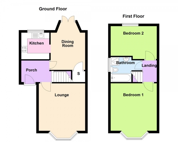 Floor Plan Image for 2 Bedroom Semi-Detached House for Sale in Elmfield Avenue, Birmingham