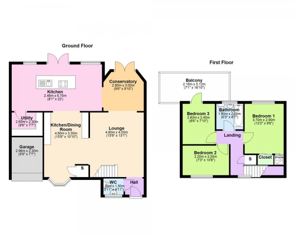 Floor Plan for 3 Bedroom Detached House for Sale in Galton Close, Birmingham, B24, 0QH - Offers in Excess of &pound350,000