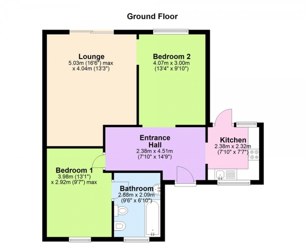 Floor Plan Image for 2 Bedroom Bungalow for Sale in Checkley Croft, Sutton Coldfield B76 1GE