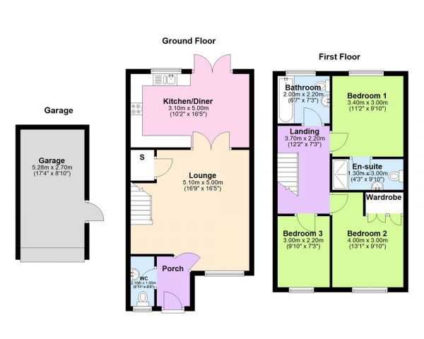 Floor Plan Image for 3 Bedroom End of Terrace House for Sale in Richmond Drive, Sutton Coldfield, B75 7NU