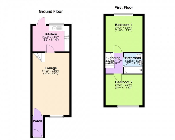 Floor Plan for 2 Bedroom End of Terrace House for Sale in Lisures Drive, Sutton Coldfield, B76 1BG, B76, 1BG - Offers in Excess of &pound250,000