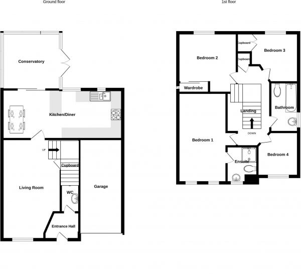 Floor Plan for 4 Bedroom Detached House for Sale in Holly Close, Sutton Coldfield, B76, 2PD - Offers in Excess of &pound450,000