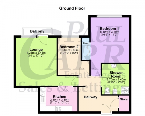 Floor Plan Image for 2 Bedroom Property for Sale in Checkley Croft, Sutton Coldfield, B76 1GE