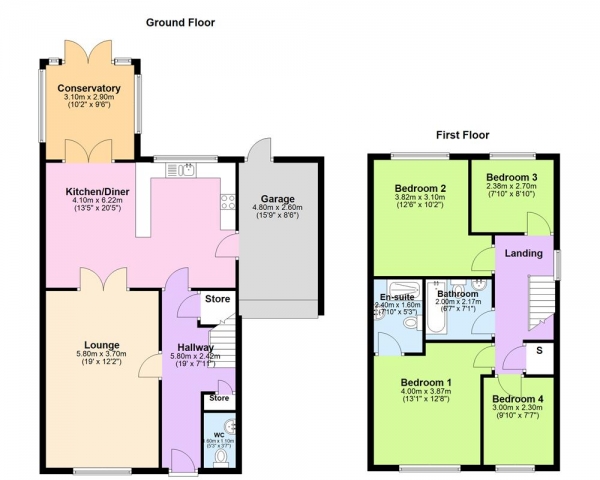 Floor Plan for 4 Bedroom Detached House for Sale in Tyburn Road, Birmingham, B24 0TE, Erdington, B24, 0TE -  &pound375,000