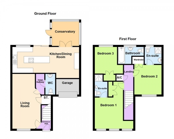 Floor Plan Image for 3 Bedroom End of Terrace House for Sale in Water Mill Crescent, West Midlands