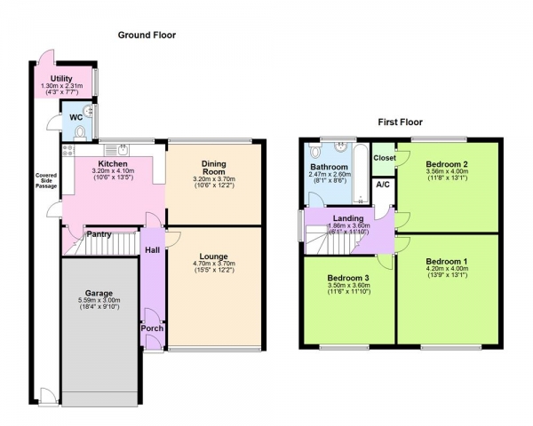 Floor Plan for 3 Bedroom Detached House for Sale in Vales Close, Sutton Coldfield, B76 1LJ, B76, 1LJ - Offers in Excess of &pound425,000