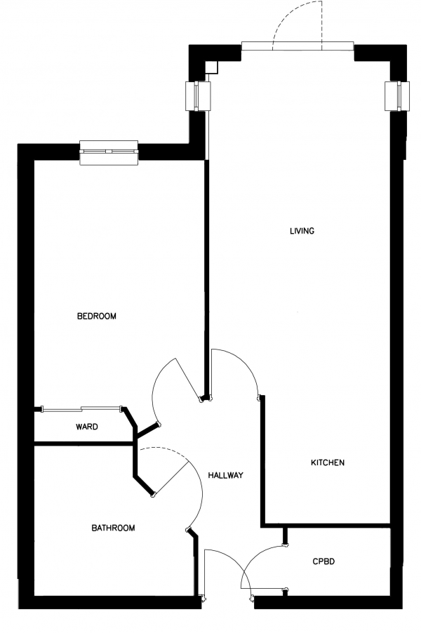 Floor Plan Image for 1 Bedroom Retirement Property for Sale in Farringford Court, Lymington: **BEAUTIFUL GROUND FLOOR APARTMENT WITH SOUTHERLY ASPECT**