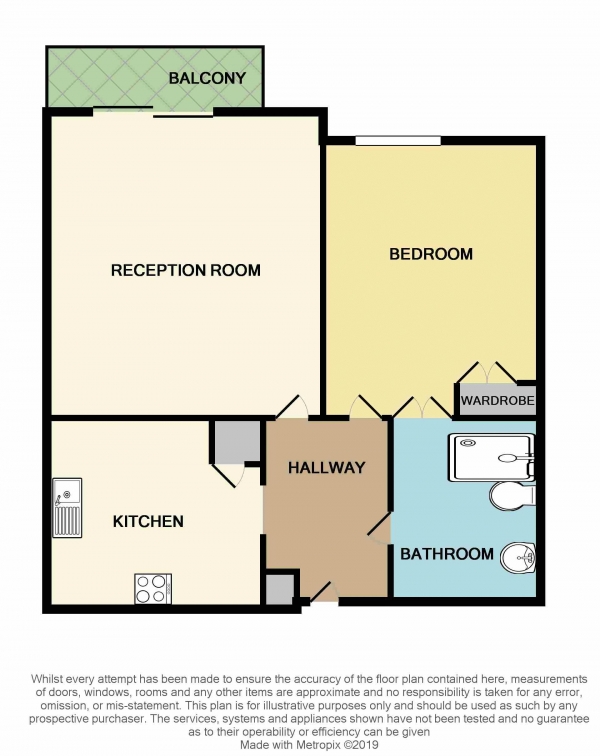 Floor Plan Image for 1 Bedroom Apartment for Sale in Challoner Court, Bromley: **BALCONY WITH GARDEN VIEWS**