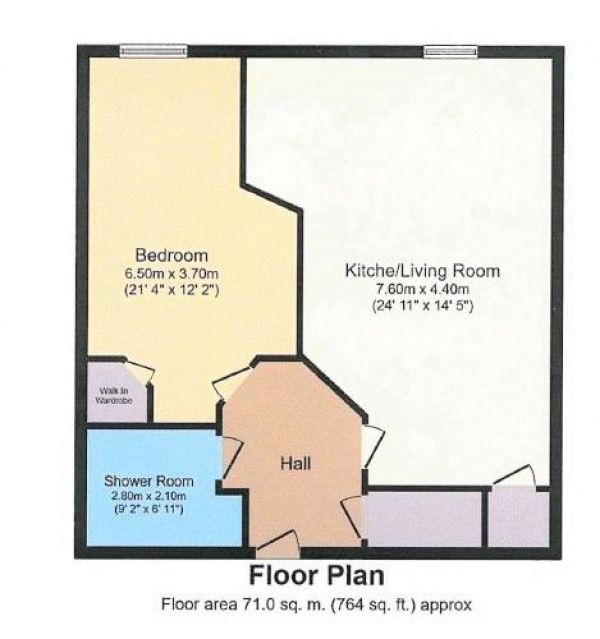 Floor Plan for 1 Bedroom Retirement Property for Sale in Williamson Court, Lancaster: ** BEAUTIFULLY PRESENTED- OPEN PLAN LIVING**, LA1, 4AR -  &pound115,000