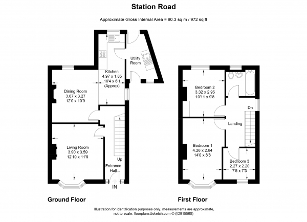 Floor Plan Image for 3 Bedroom Semi-Detached House for Sale in Station Road, Pinhoe, Exeter