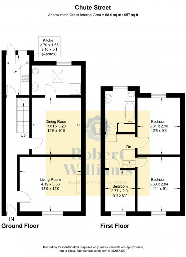 Floor Plan Image for 3 Bedroom Terraced House for Sale in Chute Street, Exeter