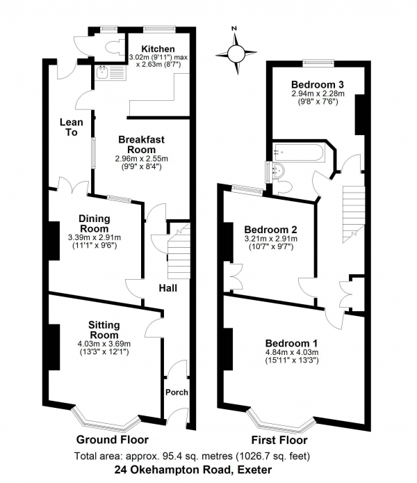 Floor Plan Image for 3 Bedroom Terraced House for Sale in Okehampton Road, Exeter