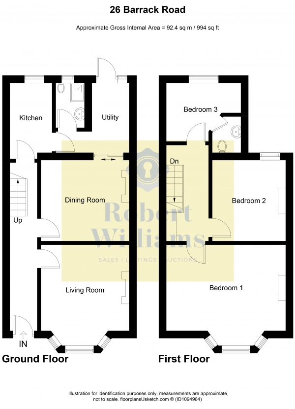 Floor Plan for 3 Bedroom Terraced House for Sale in Barrack Road, Exeter, EX2, 5ED - Guide Price &pound350,000