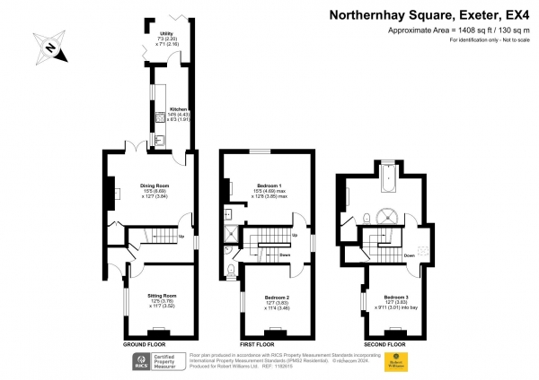 Floor Plan Image for 3 Bedroom Terraced House for Sale in Northernhay Square, Exeter