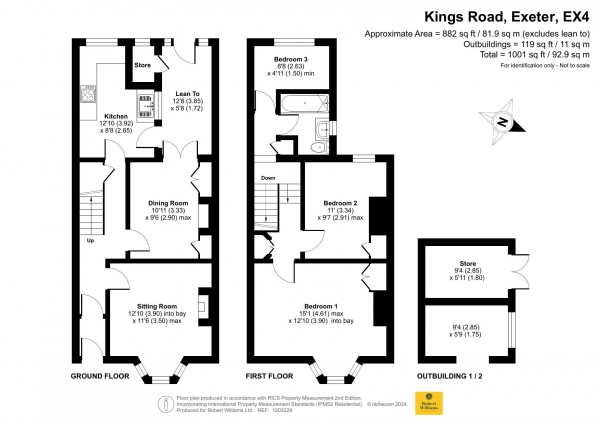 Floor Plan Image for 3 Bedroom Terraced House for Sale in Kings Road, Exeter