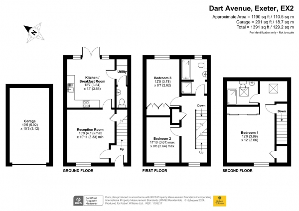 Floor Plan Image for 3 Bedroom Semi-Detached House for Sale in Dart Avenue, Exeter