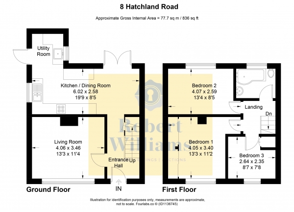 Floor Plan Image for 3 Bedroom End of Terrace House for Sale in Poltimore, Exeter