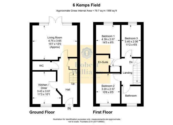 Floor Plan Image for 3 Bedroom Terraced House for Sale in Kemps Field, Cranbrook