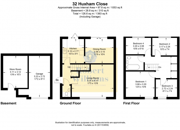 Floor Plan Image for 4 Bedroom Semi-Detached House for Sale in Huxham Close, Plymouth