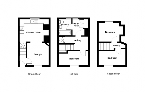 Floor Plan Image for 3 Bedroom Town House to Rent in Central location, West Street, Exeter