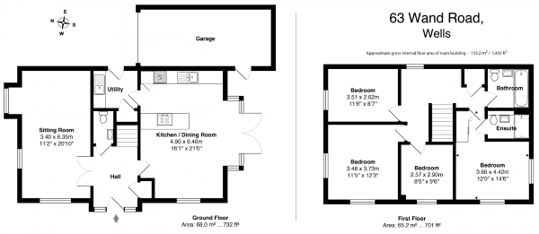 Floor Plan Image for 4 Bedroom Detached House for Sale in WAND ROAD, WELLS (Walking distance to High Street)