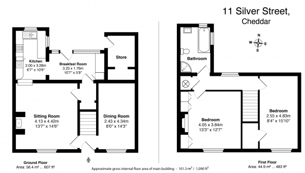 Floor Plan Image for 2 Bedroom Semi-Detached House for Sale in 11 Silver Street, Cheddar