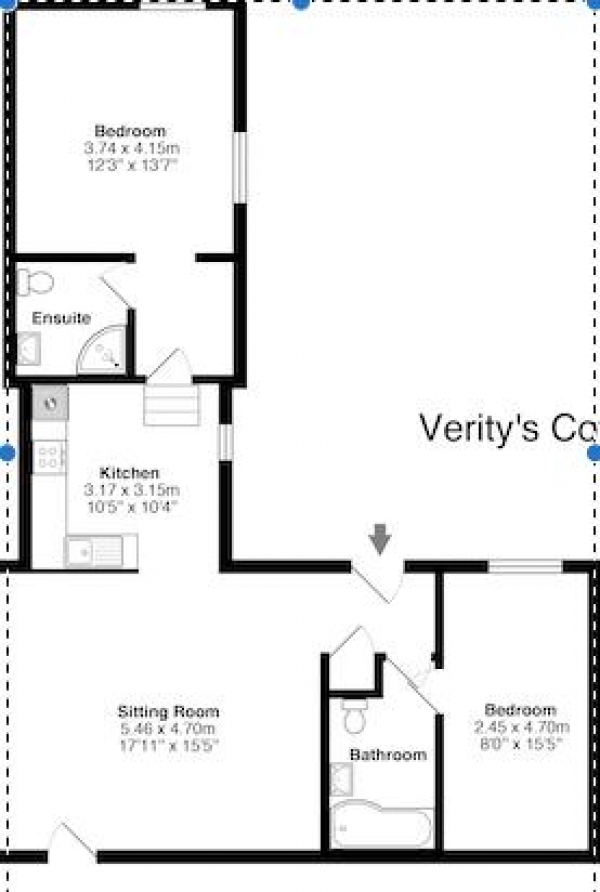 Floor Plan Image for 2 Bedroom Semi-Detached House to Rent in Near Wedmore (Verity's)