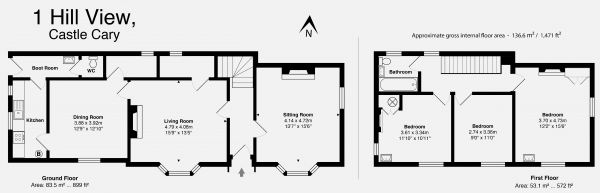 Floor Plan Image for 3 Bedroom Property to Rent in Central Castle Cary