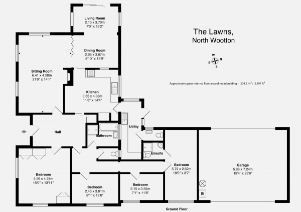 Floor Plan Image for 4 Bedroom Detached Bungalow for Sale in North Wootton, near Wells & Glastonbury