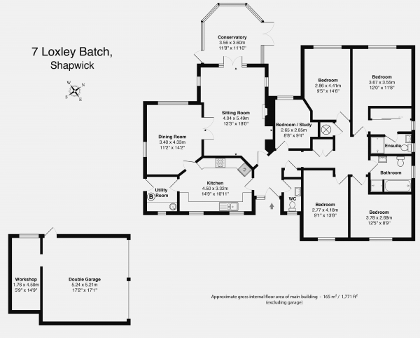 Floor Plan Image for 5 Bedroom Detached Bungalow for Sale in Loxley Batch, Shapwick