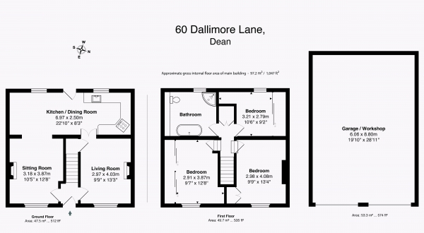 Floor Plan Image for 3 Bedroom Terraced House for Sale in Dean, Cranmore