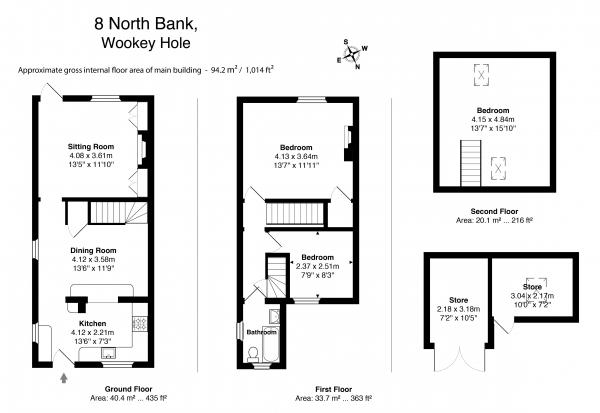 Floor Plan Image for 2 Bedroom End of Terrace House for Sale in 8 Northbank, Wookey Hole, Wells BA5 1BX