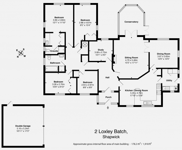 Floor Plan for 5 Bedroom Detached Bungalow for Sale in Loxley Batch, Shapwick, Shapwick, TA7, 9NZ - Guide Price &pound685,000