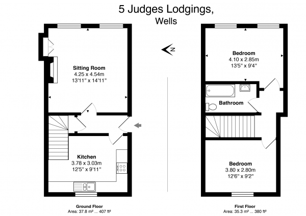 Floor Plan for 2 Bedroom Apartment for Sale in  Wells, BA5, 2LD - Guide Price &pound325,000