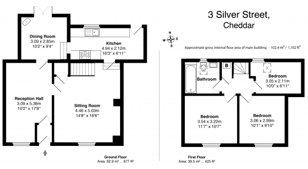 Floor Plan Image for 3 Bedroom Terraced House for Sale in 3 Silver Street, Cheddar BS27 3LE