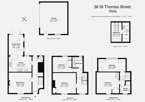 Floor Plan Image for 4 Bedroom Town House for Sale in St. Thomas Street, WELLS