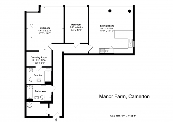 Floor Plan Image for 2 Bedroom Apartment for Sale in No. 7, Manor Farm, Camerton Nr. Bath