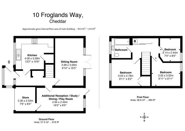 Floor Plan Image for 3 Bedroom Semi-Detached House for Sale in 10 Froglands Way, Cheddar