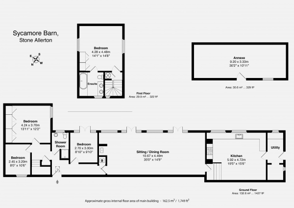 Floor Plan Image for 4 Bedroom Property for Sale in Barn conversion with a paddock in Stone Allerton, Nr. Wedmore