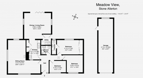 Floor Plan Image for 3 Bedroom Detached Bungalow for Sale in Stone Allerton, Axbridge